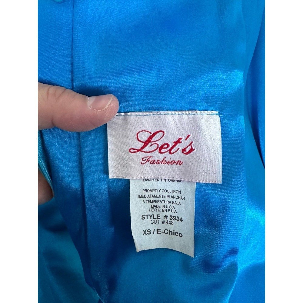 Vintage Let's Fashion Blue Layered Rouched Mermaid Gown Formal Dress Size XS - Picture 11 of 11